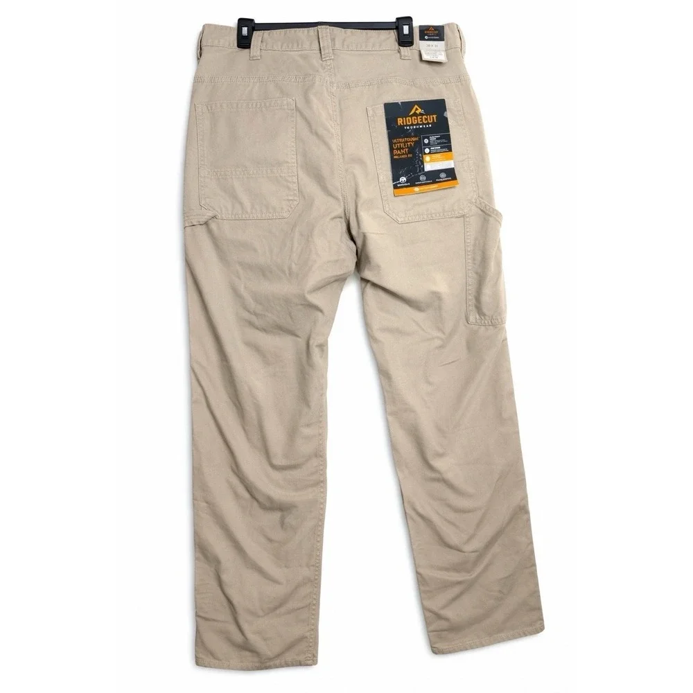 Ridgecut Toughwear Utility Work Pants‎ 38x32 Khaki Canvas Relaxed Fit